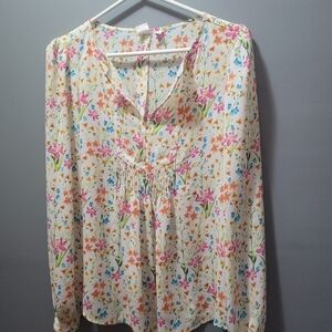 Gap Multi Colored Floral Print Long Sleeve Top XS